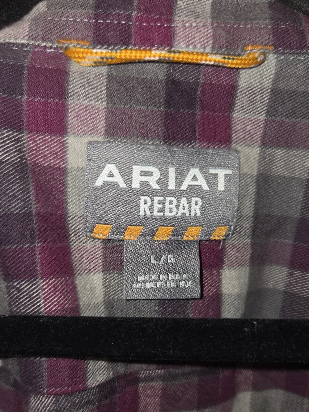 Ariat Rebar Plaid Work Shirt — Plum, Gray & White Size L